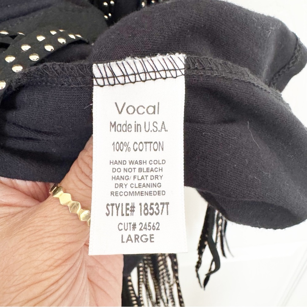 VOCAL Gold Studded Fringe Sleeveless Tiered Top LARGE - Picture 6 of 7